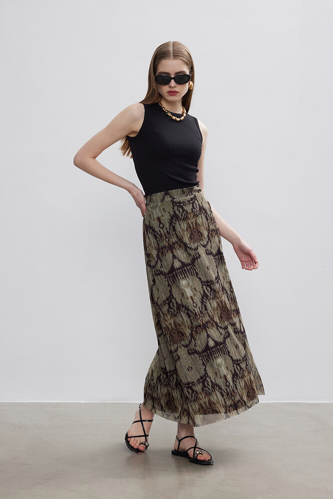 BE BLUE - KİLİM DESENLİ TÜL ETEK