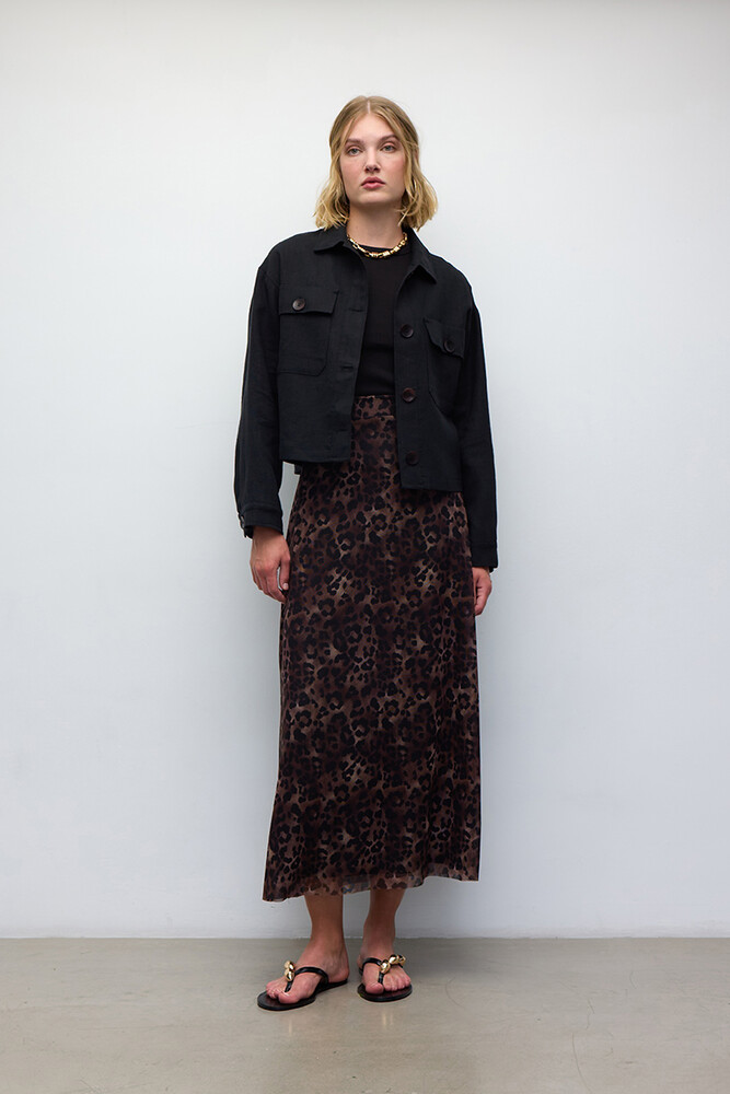 BE BLUE - LEOPAR DESENLİ TÜL ETEK