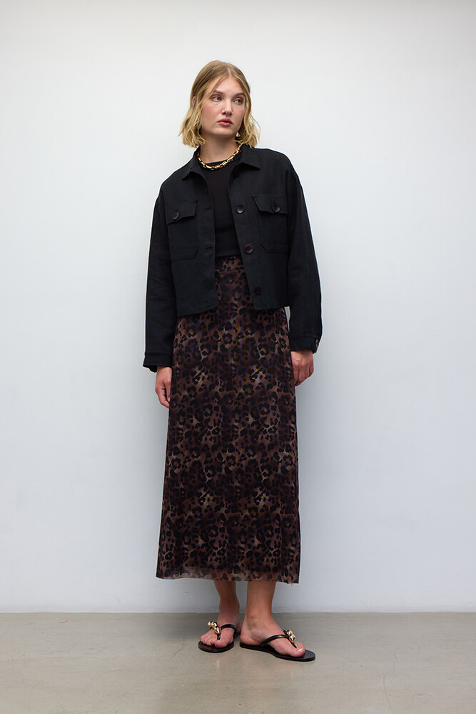 BE BLUE - LEOPAR DESENLİ TÜL ETEK