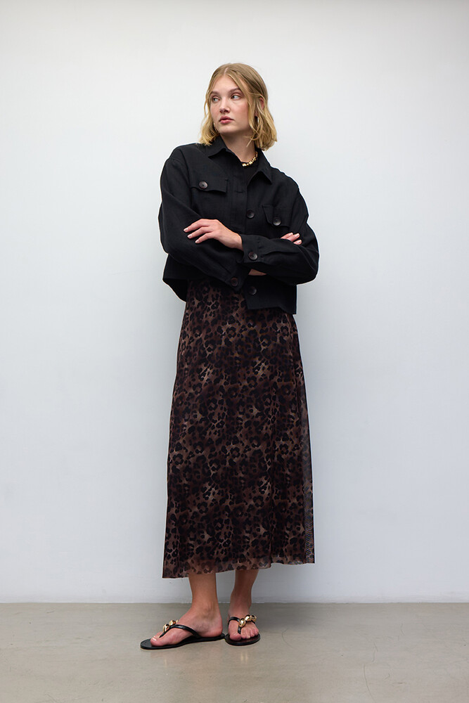 BE BLUE - LEOPAR DESENLİ TÜL ETEK