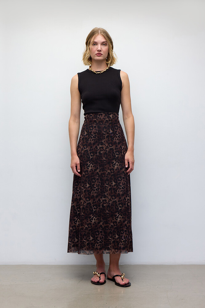 BE BLUE - LEOPAR DESENLİ TÜL ETEK
