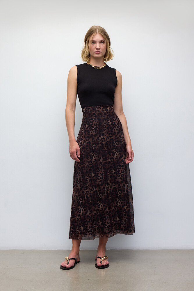 BE BLUE - LEOPAR DESENLİ TÜL ETEK