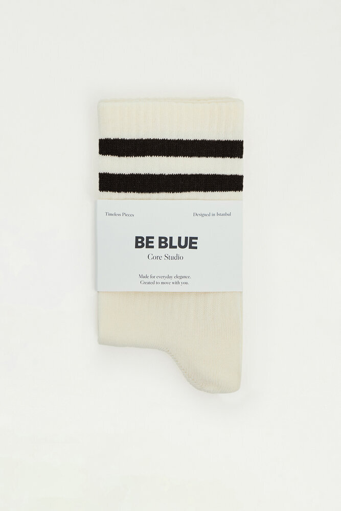 BE BLUE - ACI KAHVE ÇİZGİ DETAYLI ÇORAP