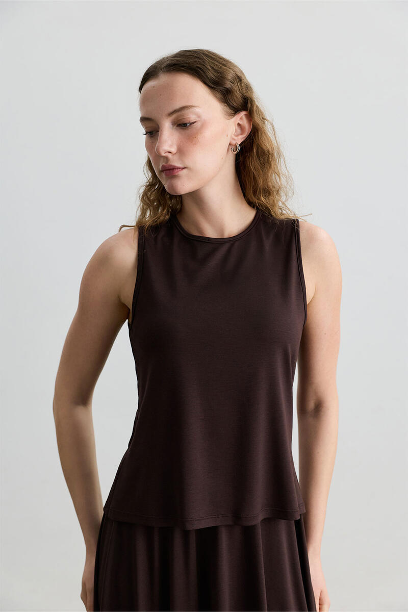 ACI KAHVE SIFIR KOL T-SHIRT