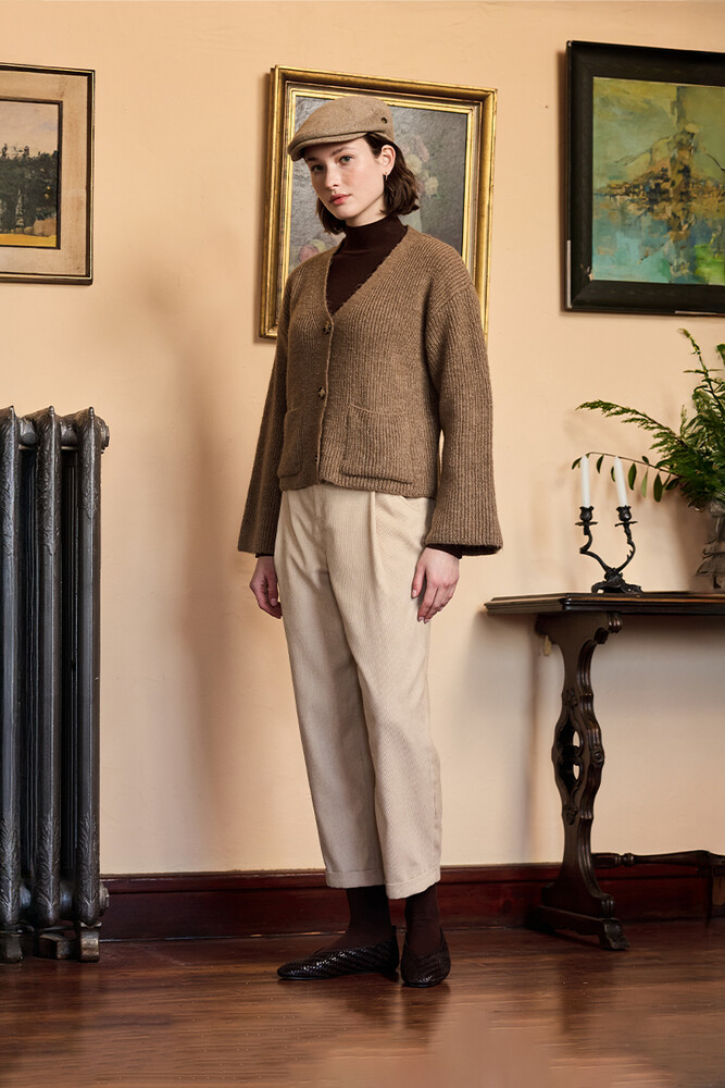 BE BLUE - AÇIK BEJ KADİFE BİNİCİ PANTOLON