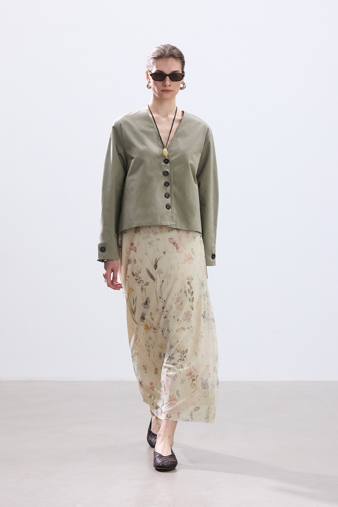 BE BLUE - AÇIK ÇAĞLA DÜĞMELİ PAMUKLU CEKET