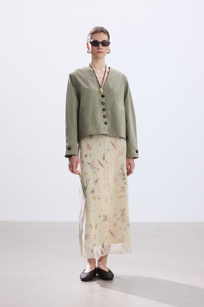 BE BLUE - AÇIK ÇAĞLA DÜĞMELİ PAMUKLU CEKET