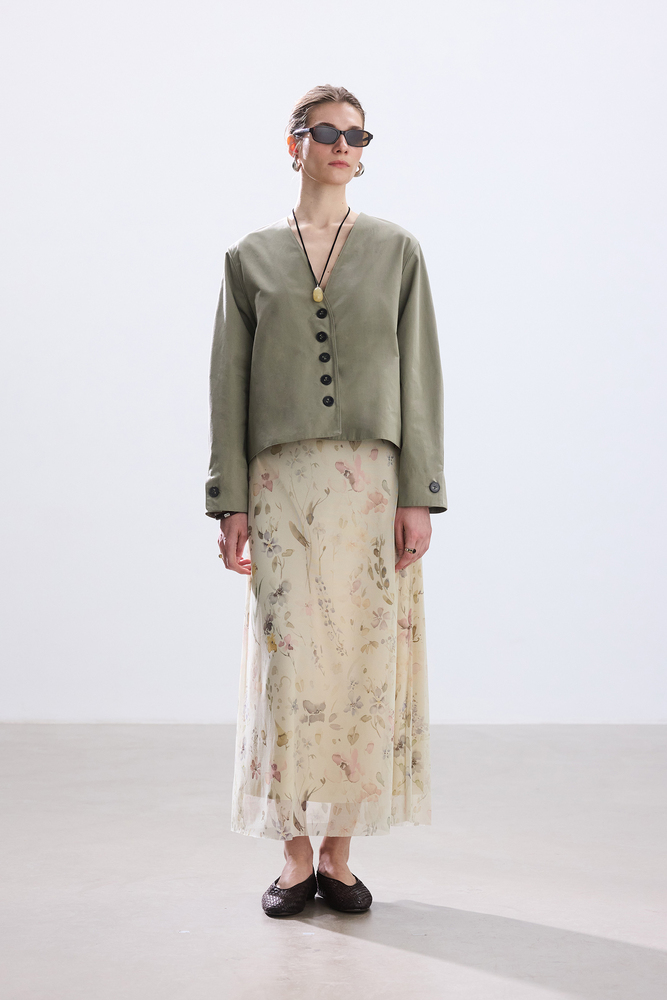 BE BLUE - AÇIK ÇAĞLA DÜĞMELİ PAMUKLU CEKET