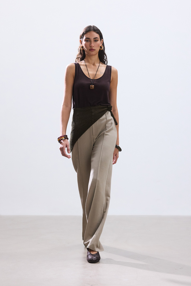 BE BLUE - ADAÇAYI NERVÜRLÜ VİSKON KETEN PANTOLON