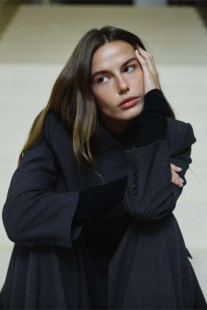 BE BLUE - ANTRASİT ASİMETRİK BLAZER CEKET