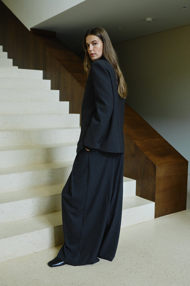 BE BLUE - ANTRASİT ASİMETRİK BLAZER CEKET