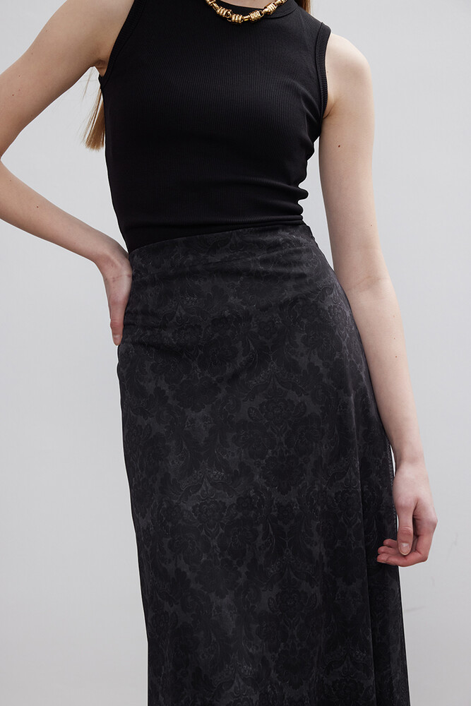 BE BLUE - ANTRASİT FLORAL TÜL ETEK