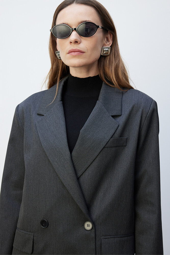 BE BLUE - ANTRASİT KRUVAZE BLAZER