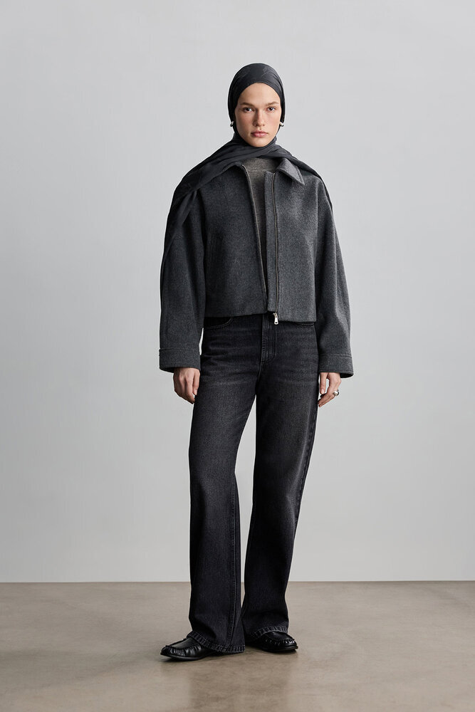 BE BLUE - ANTRASİT MAGNOLIA MAT JAKARLI ŞAL