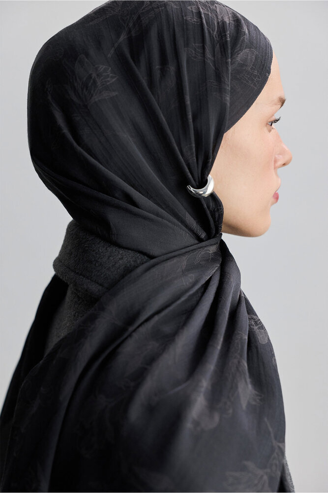 BE BLUE - ANTRASİT MAGNOLIA MAT JAKARLI ŞAL