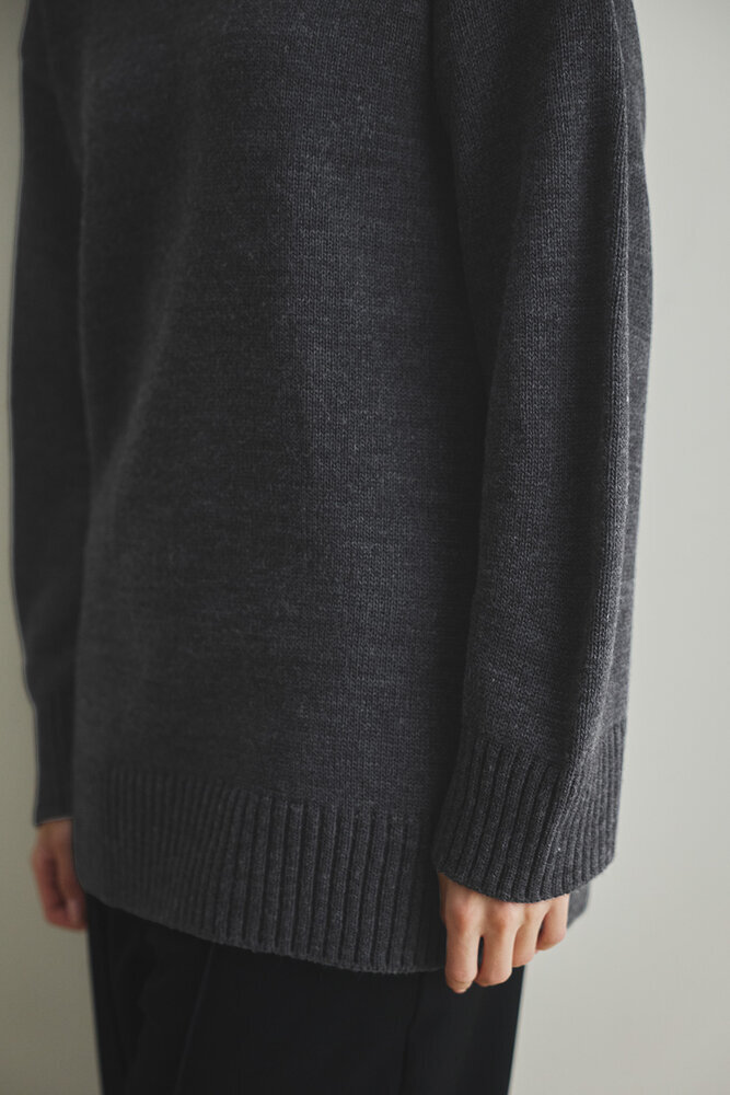 BE BLUE - ANTRASİT MELANJ BİSİKLET YAKA UZUN KAZAK