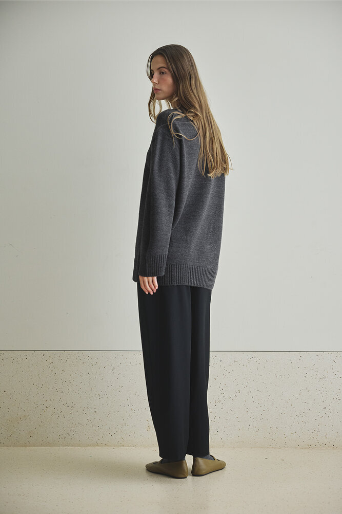 BE BLUE - ANTRASİT MELANJ BİSİKLET YAKA UZUN KAZAK