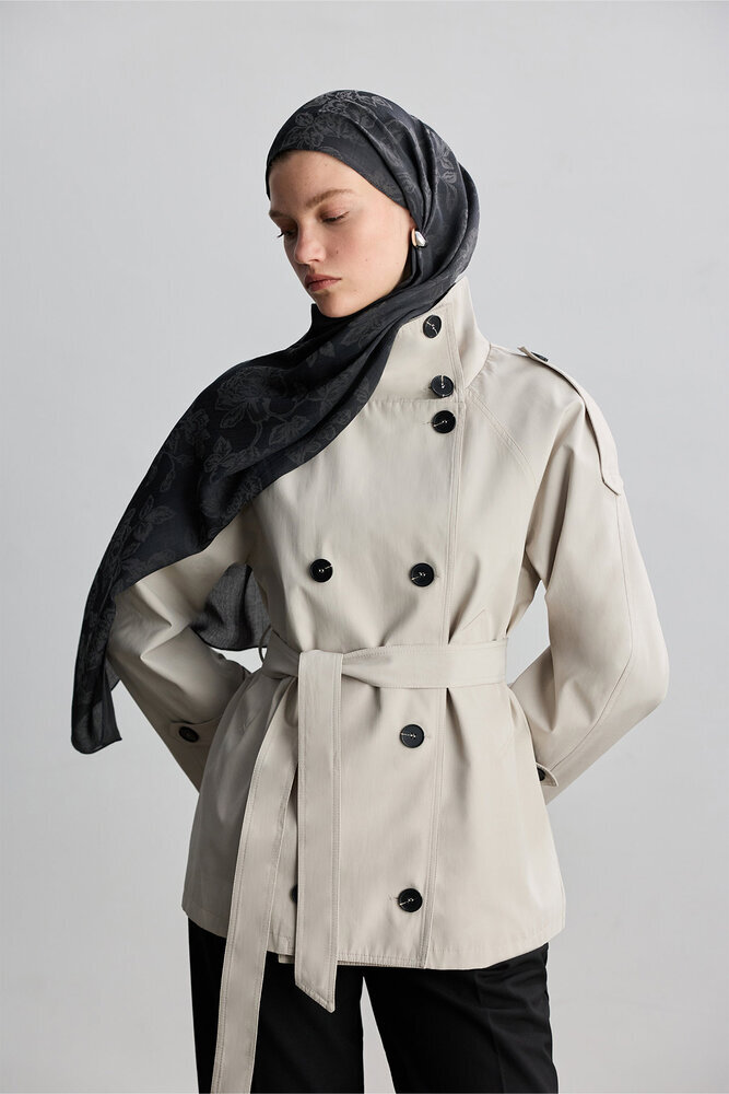 BE BLUE - ANTRASİT ROSE MAT JAKARLI ŞAL