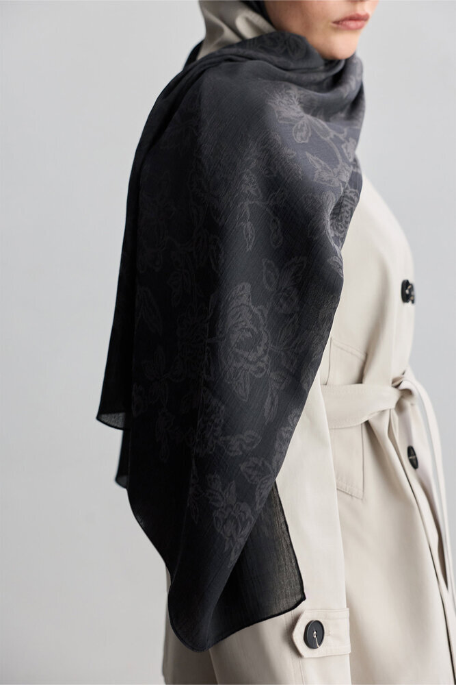 BE BLUE - ANTRASİT ROSE MAT JAKARLI ŞAL