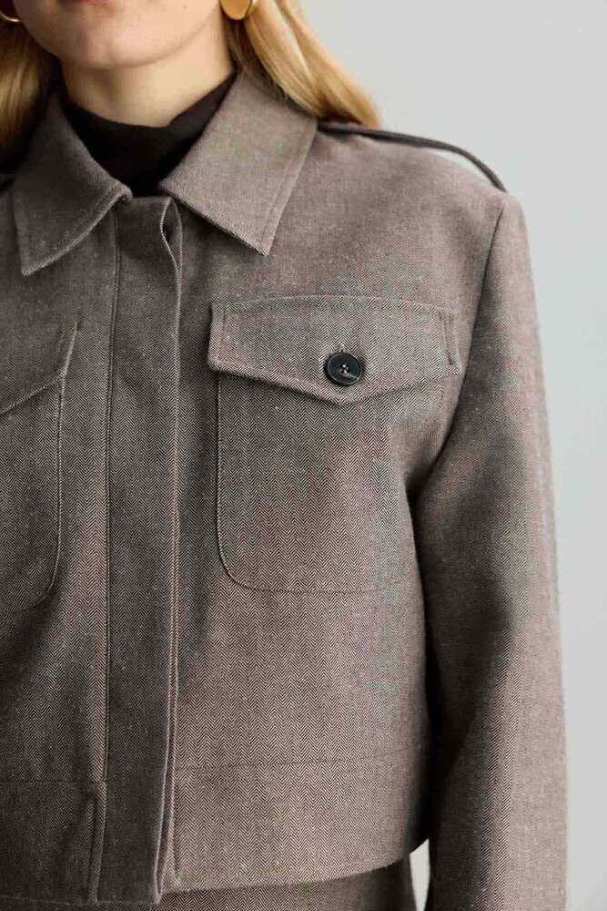 BE BLUE - BALIKSIRTI DESENLİ KISA CEKET