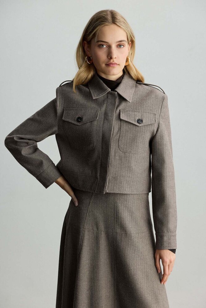 BE BLUE - BALIKSIRTI DESENLİ KISA CEKET