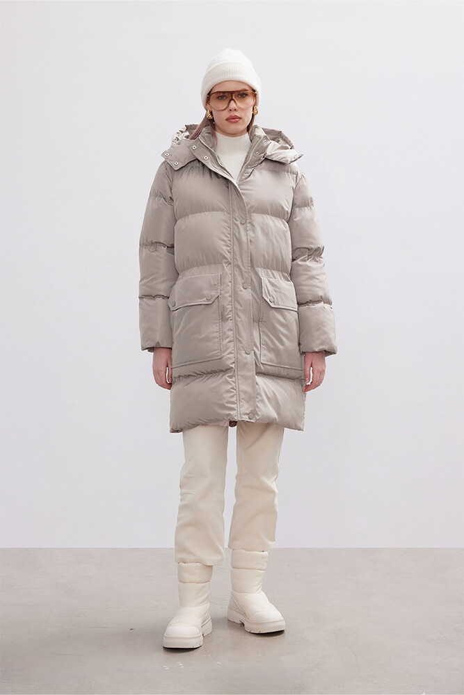 BE BLUE - BEJ ÇIKARILABİLİR KAPÜŞONLU MONT