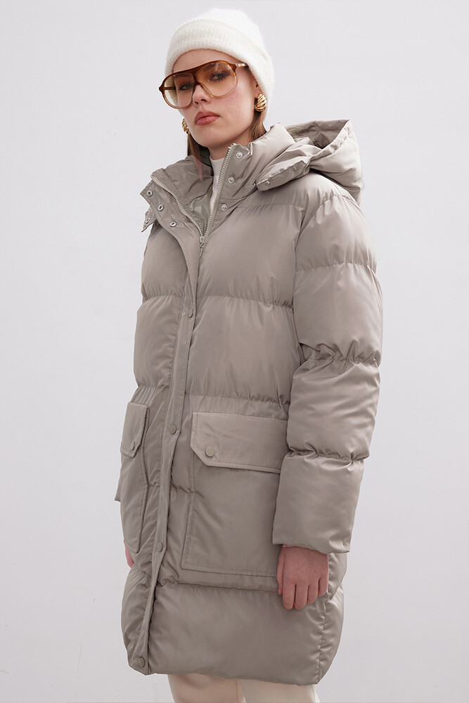BE BLUE - BEJ ÇIKARILABİLİR KAPÜŞONLU MONT