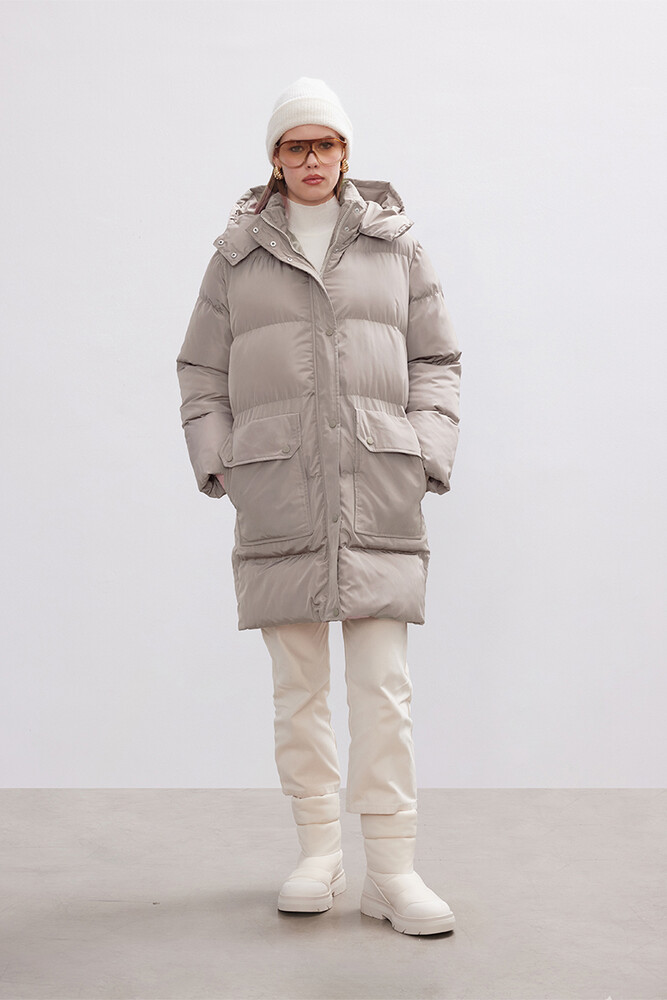 BE BLUE - BEJ ÇIKARILABİLİR KAPÜŞONLU MONT