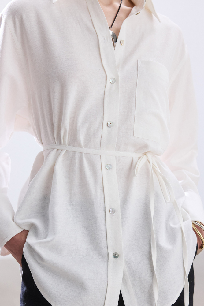 BE BLUE - BEYAZ PAMUK KETEN GÖMLEK