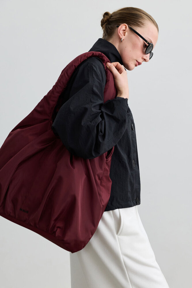 BE BLUE - BORDO BÜZGÜLÜ SHOPPER ÇANTA