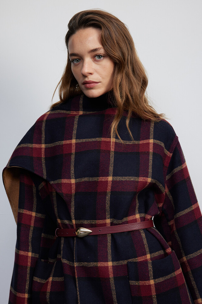 BE BLUE - BORDO GOLD DAMLA TOKALI DERİ KEMER