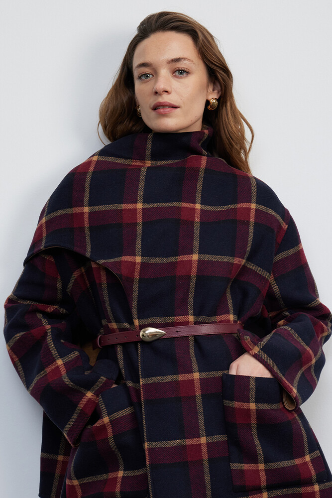 BE BLUE - BORDO GOLD DAMLA TOKALI DERİ KEMER