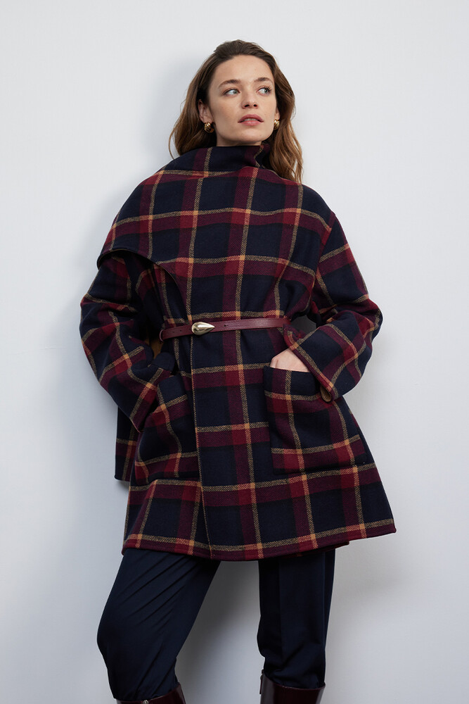 BE BLUE - BORDO GOLD DAMLA TOKALI DERİ KEMER