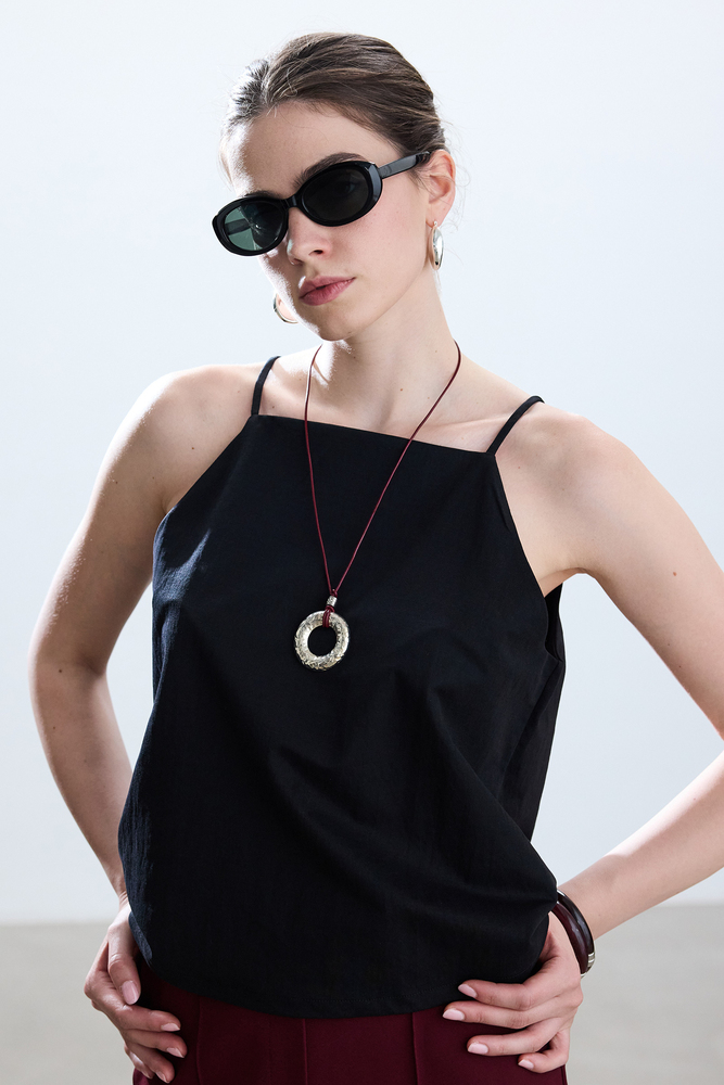 BE BLUE - GÜMÜŞ DETAYLI BORDO İPLİ KOLYE