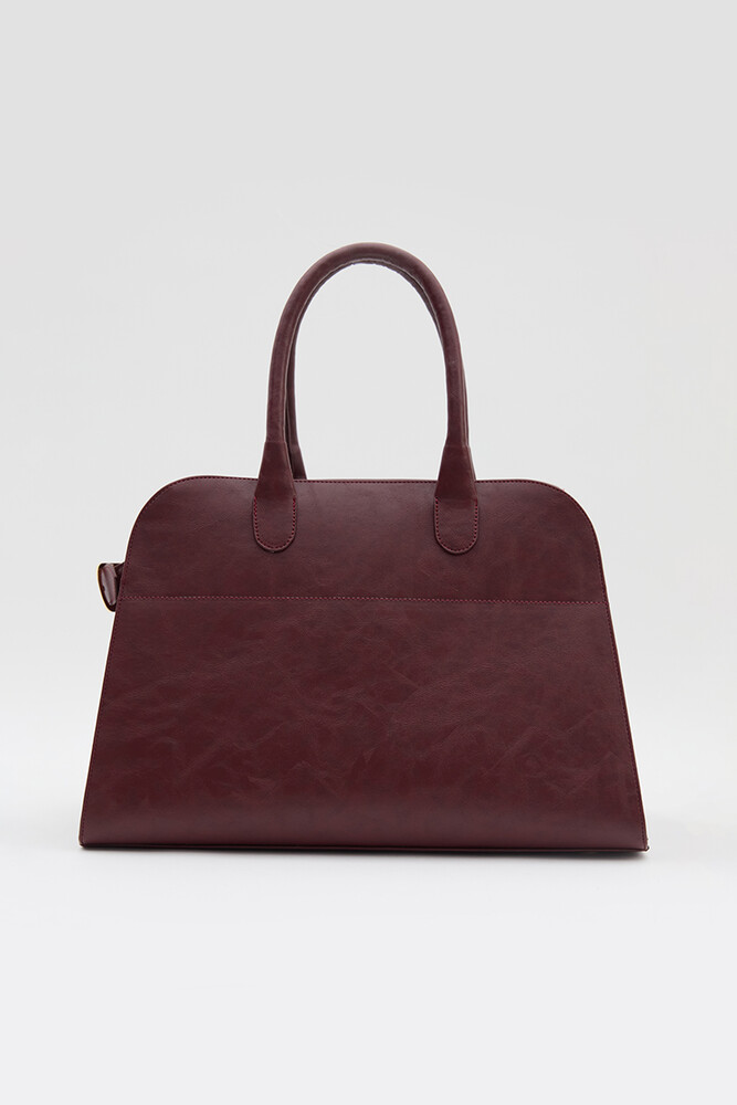 BE BLUE - BORDO KEMERLİ DERİ TOTE ÇANTA