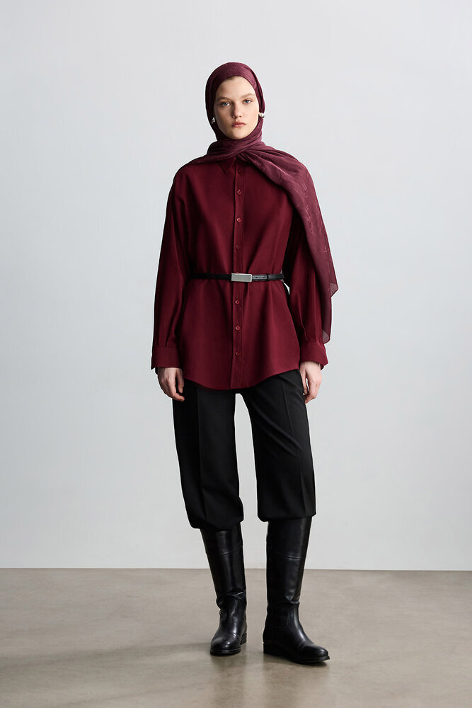 BE BLUE - BORDO MAGNOLIA MAT JAKARLI ŞAL