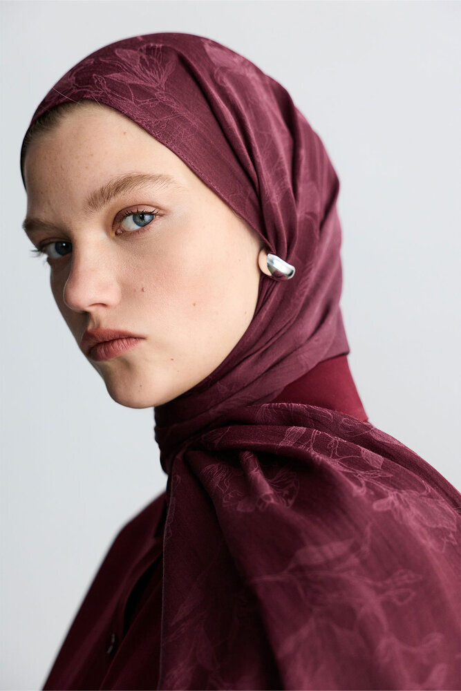 BE BLUE - BORDO MAGNOLIA MAT JAKARLI ŞAL