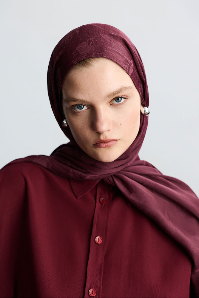 BE BLUE - BORDO MAGNOLIA MAT JAKARLI ŞAL