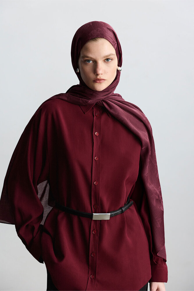 BE BLUE - BORDO MAGNOLIA MAT JAKARLI ŞAL