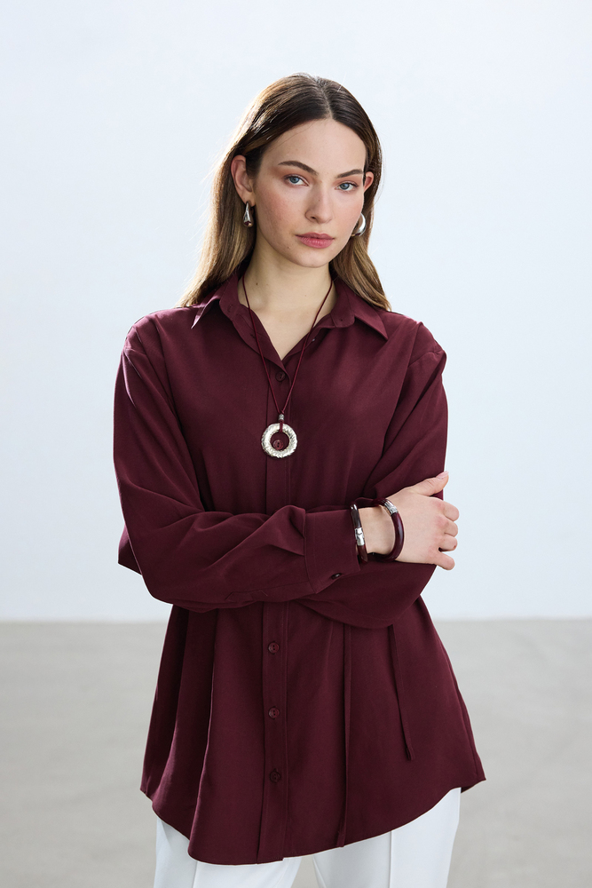 BORDO MODAL VINTAGE GÖMLEK