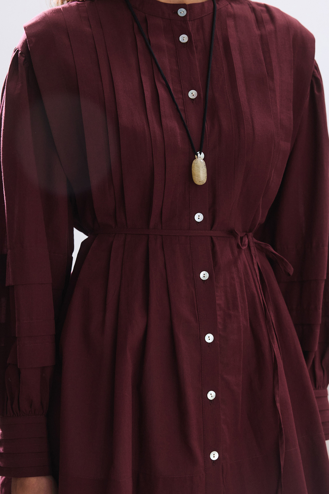 BE BLUE - BORDO NERVÜRLÜ VUAL GÖMLEK