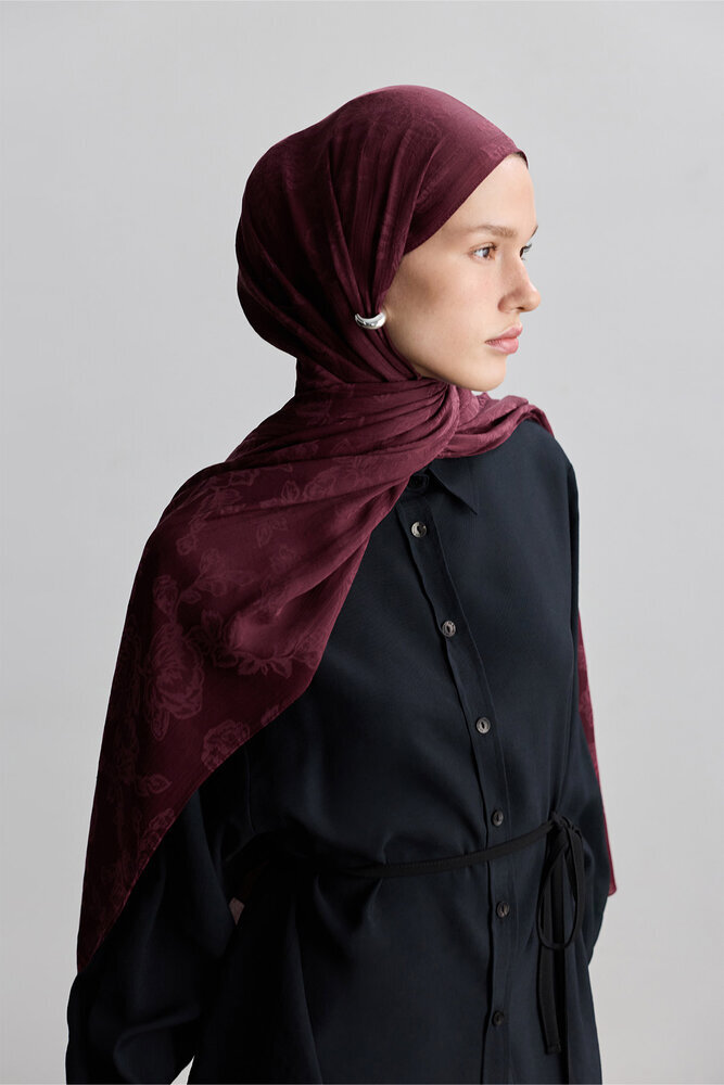 BE BLUE - BORDO ROSE MAT JAKARLI ŞAL