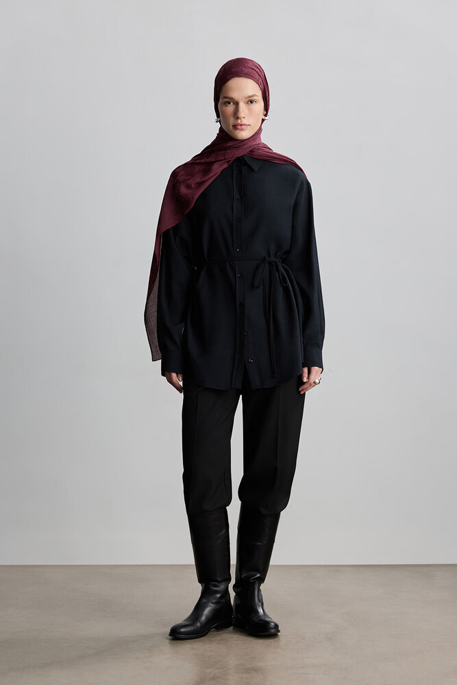 BE BLUE - BORDO ROSE MAT JAKARLI ŞAL