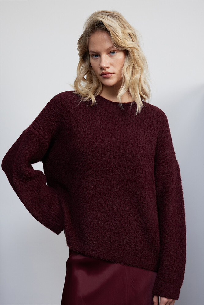 BE BLUE - BORDO SOĞAN ÖRGÜ KAZAK