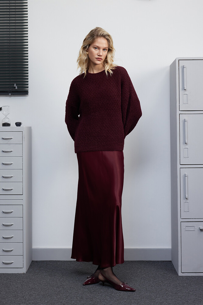 BE BLUE - BORDO SOĞAN ÖRGÜ KAZAK