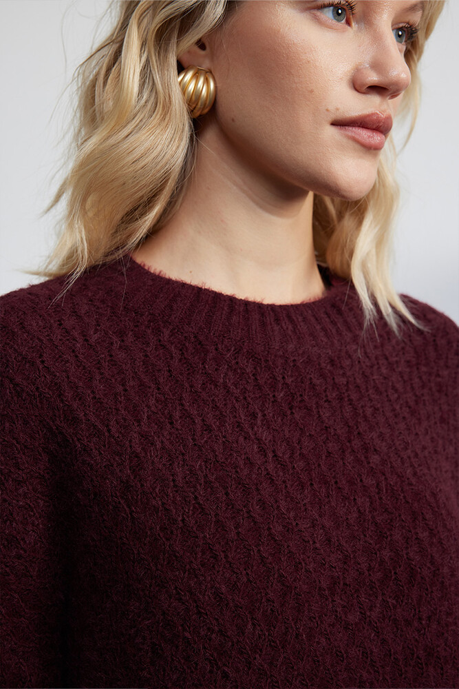 BE BLUE - BORDO SOĞAN ÖRGÜ KAZAK