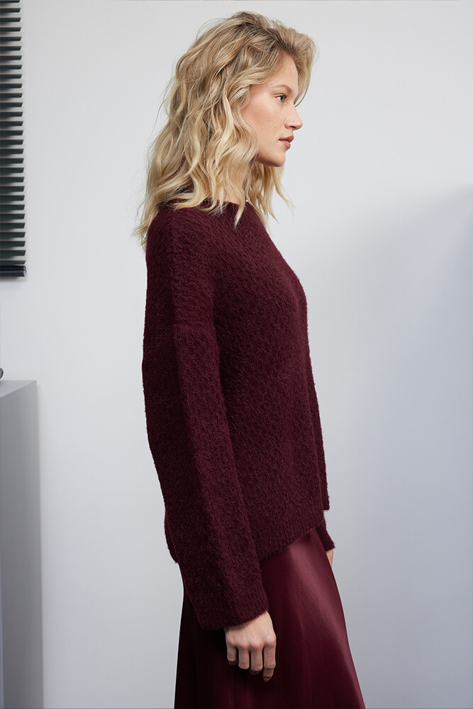 BE BLUE - BORDO SOĞAN ÖRGÜ KAZAK