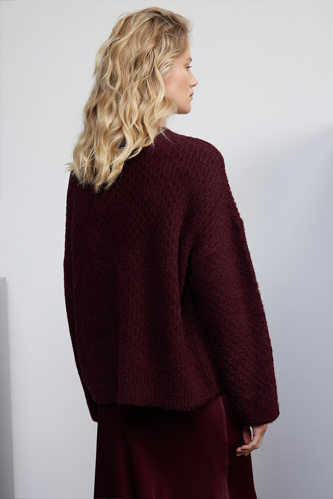 BE BLUE - BORDO SOĞAN ÖRGÜ KAZAK