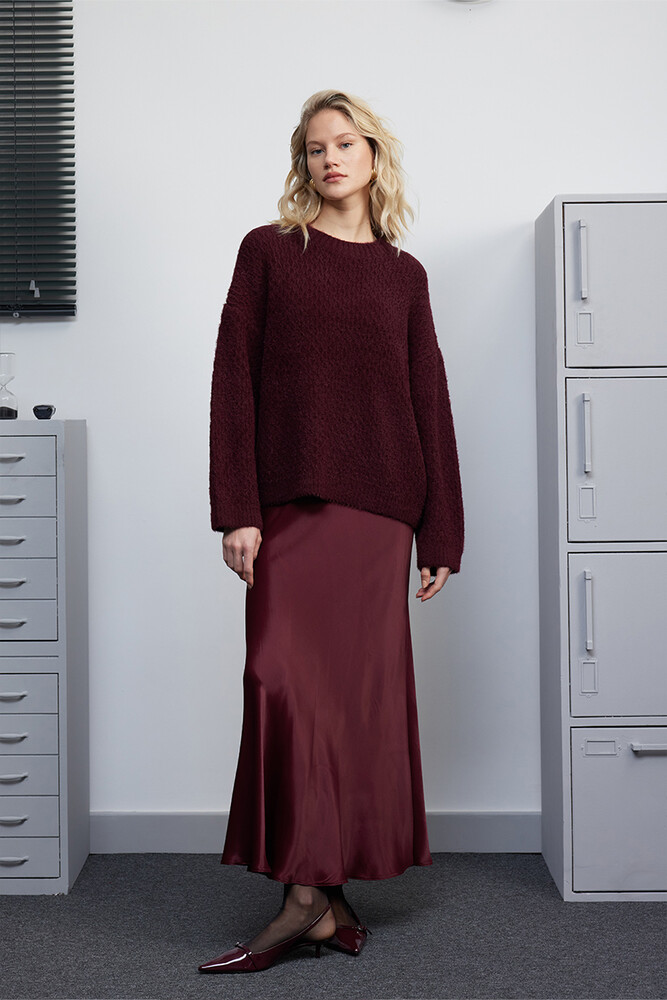 BE BLUE - BORDO SOĞAN ÖRGÜ KAZAK