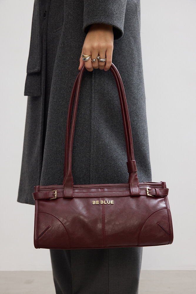 BE BLUE - BORDO VINTAGE KEMERLİ ÇANTA